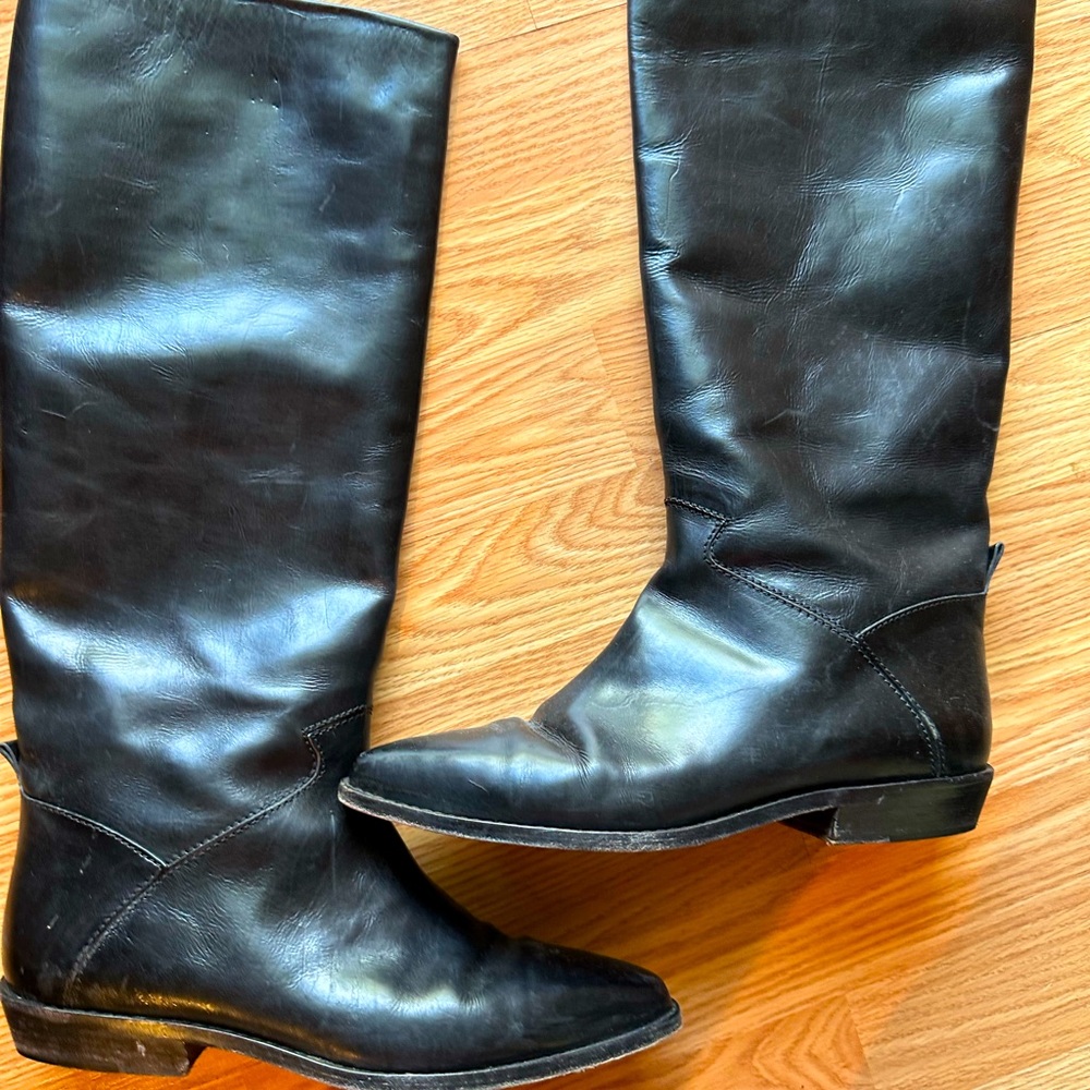 Black leather boots knee high!!!